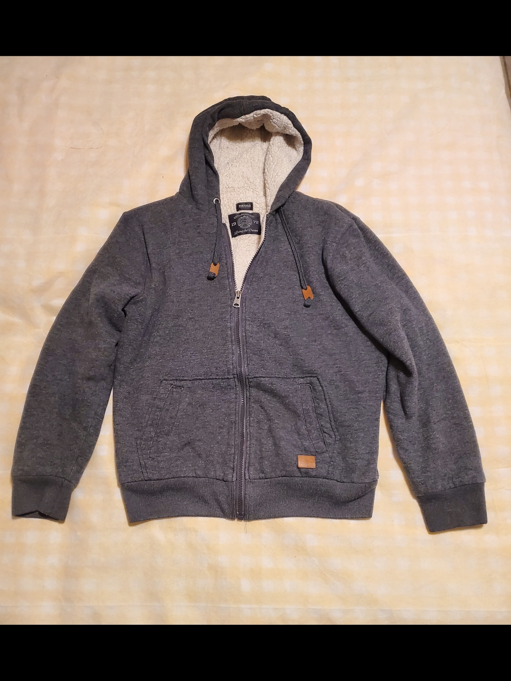 Buffalo David Bitton Men's Charcoal Gray Sherpa-Lined Zip Hoodie